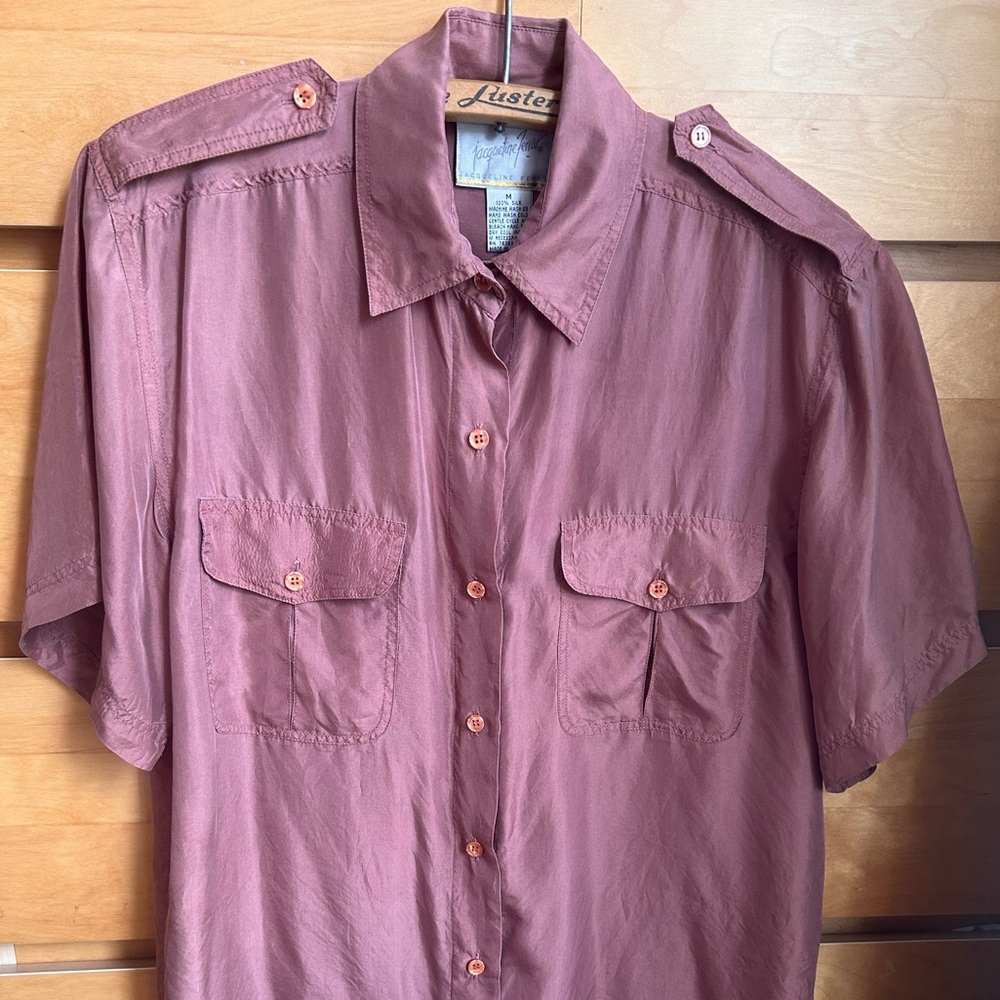 Vintage Silk Button Down Blouse in Rosewood Colour 🩷